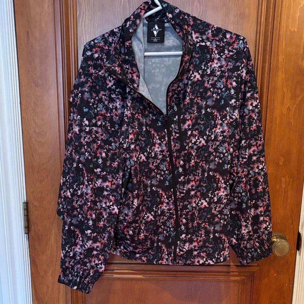 Skechers Black & Pink Floral Zip-Up Jacket